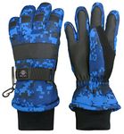 N'Ice Caps Kids Waterproof Thinsulate Warm Winter Gloves, Blue Digital Camo, 5-6 Years