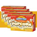 Microwave Popcorn Bags in Bulk | Dairy Free Butter Flavored Popcorn Microwave Bags | Vegan - High Fiber - Kosher Snacks 4 Packs - 12 bags - 3oz. by Golden Fluff