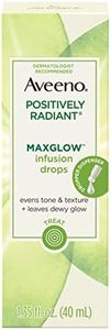 Aveeno Positively Radiant MaxGlow Infusion Drops with Moisture Rich Soy & Kiwi Complex, Hypoallergenic, Non-Comedogenic, Paraben- & Phthalate-Free Moisturizing Facial Serum, 1.35 fl. oz