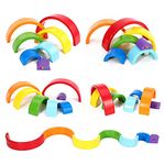 SOKA Play Imagine Learn Wooden Rainbow Stacker Learning Toy Educational Creative Montessori Fun Building Blocks Puzzle Stacking Toy 7PCS Kids Children Boy Girl Ages 3 year old +