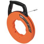 Fish Tape, Steel Wire Puller with Double Loop Tip, Optimized Housing and Handle, Klein Tools 56334, Orange/Black, 3mm x 73m