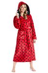 CityComfort Dressing Gowns For Women, Soft Fleece Women's Robes (Red/Black, M)