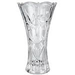 BELLE VOUS Crystal Clear Glass Vase - 23.5cm/9.5 Inches - Modern Decorative Flower Jug for Home, Living Room, Office & Wedding Centrepiece or Gift