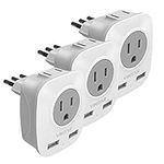 [3-Pack] Italy Travel Power Adapter