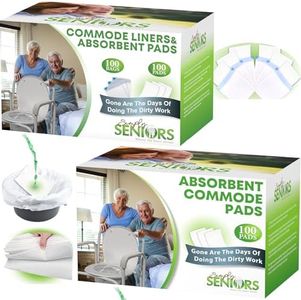 Commode Liners with Absorbent Pads - 100 Bedside Commode Liners & 200 Absorbent Pads - Portable Toilet Bags for Porta Potty - No More Days Washing The Bucket - Portable & Camping Toilet Bags