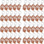 Elecrainbow 40 Pack Super Cute Monkey Keyring Pack Party Favor for Safari Party, Jungle Baby Shower, Zoo Animal Themed Kids Birthday, Wild ONE First Birthday, Gender Reveal, Brown, Monkeys