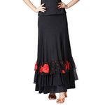 Hellery Elegant Ladies Ballroom Spanish Flamenco Dance Skirt - Long Waltz Dancing Dresses Costume - Black+Red, as described