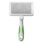 Andis 40160 Self-Cleaning Animal Slicker Brush - Grooming Brush for Pet Deshedding Fur - Reduces Shedding Up to 90%, Removes Tangles, Dirt & Loose Hair - Ideal Gift for Pet Lovers White,Silver