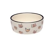 Pearhead Cat Faces Pet Bowl, Cat Water and Food Dish, Pet Owner Cat Accessory, Ceramic, Blush and White