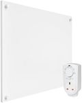 EconoHome Wall Mount Space Heater Panel - 250 Watt Splashproof Convection Heater with Thermostat - Ideal for 100 Sq Ft Room or Bathroom - 240V Electric Heater