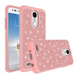 LG Rebel 3 LTE (L157BL) Case, LG Fortune 2 Case, LG Aristo 2 Case (X210), LG Tribute Dynasty (SP200),LG Zone 4/K8 2018 Case,Glitter Shock Proof Hybrid [HD Screen Protector] Phone Case Cover, Rose Gold