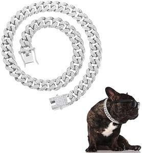 Collana con Catena Cubana in Zircone da 8 Pollici per Cuccioli, Collare Cubano con Diamante per Cane, Collana con Collare Cubano in Cristallo per Animali Domestici, Collana con Catene Cubane per Cane