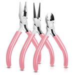 Jewelry Pliers, 3 Pcs Jewelry Making Pliers, Jewelry Making Tools for Jewellery Beading, Jewelry Repair, Wire Wrapping, DIY Craft (Pink)