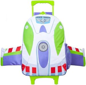 Disney Toy Story 2-in-1 Rolling Kids Backpack Buzz Lightyear School Mini Suitcase with Wheels & Handle, Travel Gifts for Kids
