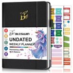 BLESWIN Undated Planner, 5.7'' x 8.5'' Weekly Planner Non-Dated, Diary A5 Week to View with Sticker Tabs, Time Management & Productivity Organiser Planner to Track Goals Tasks, Start Anytime