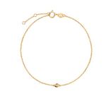 18K Solid Yellow Gold Bracelet with Solitaire Natural Diamond 0.015 ct - Chain Length: 6.7 + 1.2 Inch