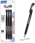 BAZIC GR8 Black Oil-Gel Ink Pen w/Rubberized Barrel (3/Pack)