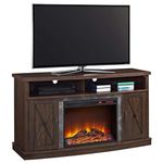 Ameriwood Home Barrow Creek Fireplace Console with Wood Doors for TVs up to 60", Espresso