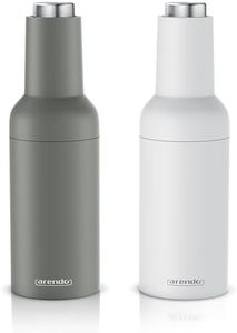 Arendo - Salz und Pfeffermühle elektrisch - 2er Set - einhändiger Betrieb - mahlt automatisch beim Kippen - Salz Pfefferstreuer - Gewürzmühle mit Keramikmahlwerk - Mahlgrade stufenlos einstellbar