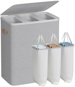 SONGMICS Laundry Basket, 190L Laundry Hamper with Lid, 3 Removable Bags