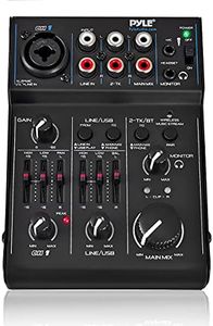 Pyle 3 Channel Bluetooth Audio Mixer - DJ Sound Controller Interface with USB Soundcard for PC Recording, XLR, 3.5mm Microphone Jack, 18V Power, RCA I/O for Professional and Beginners - PAD30MXUBT