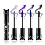 4Pcs Colored Mascara Set for Eyelashes,White Blue Purple Mascara Black Volume and Length,Fast Dry,Waterproof Long Lasting Smudge Proof Mascara,Cosplay Party Stage Eye Makeup Gift Set for Women