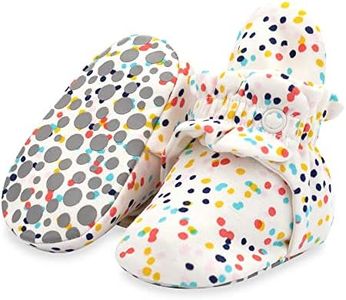 Zutano Unisex Organic Cotton Baby Booties With Gripper Soles, Confetti, 3M