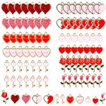 96pcs Heart Charms for Jewelry Making, 12 Styles Heart Shaped Pendant Rose Charms Metal Enamel Heart Charms for Bracelets Necklace Earrings DIY Valentine's Day Jewelry Making Charm