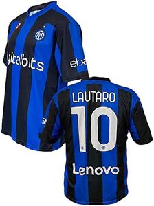 Inter - Camiseta Home Personalizada con Nombre y Número de Lautaro/Camilla con Parche Ebay 2023 Réplica Oficial, Azul, Negro, 100% Poliéster, Adulto y Niño