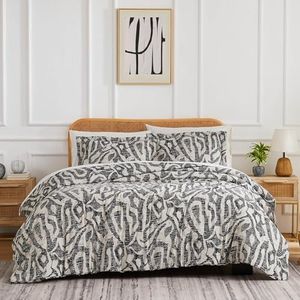 Southshore Fine Living, Inc. Oversized King Size Comforter Bedding Set, Down Alternative Filling, Modern Abstract Bed Spread, California/King Comforter & Matching Shams, Slate Khari