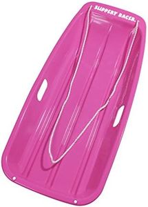 Slippery Racer Downhill Sprinter Flexible Kids Toddler Plastic Cold-Resistant Toboggan Snow Sled with Pull Rope and Handles -35 Inch (Pink)