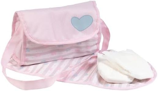 Adora Baby Doll Diaper Bag with Sturdy Straps, Includes Changing Mat and 2 Doll Diapers (Fits 13" Dolls), Birthday Gift For Ages 3+ - Classic Pastel Pink