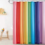 KGORGE Shower Curtain for Bathroom - Farmhouse Shower Curtain Rainbow Stripe Pattern Boho Waterproof Washable Curtain for Bathtub Camper Backdrop, 72 x 72 inches, Hooks Included