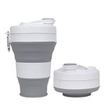 Collapsible Camping Cup with Straw Silicone Folding Coffee Cup Sport Bottle Portable Travel Outdoor Car 600ml 20oz