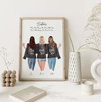 Personalised Sister Gift, Gift For Sister, Sister Birthday, 3 Sisters Print, Family Gifts, Christmas Gift Sisters, Customisable Illustration, Birthday Gift for Sister, Siblings Present