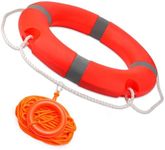 Pool Life Ring Buoy Safety Ring Boat Throw Ring Life Preserver Ring with Water Floating Lifesaving Rope and Reflective Tape Orange 14"/22"