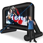 GZKYYLEGS 16 Feet Inflatable Movie Screen Outdoor, Projection Screen with Air Blower, Tie-Downs and Storage Bag - Easy Set up, Mega Blow Up Screen for Backyard Movie Night, Theme Parties, Celebrations