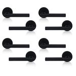 XFORT 4 Pack Matt Black Liberty Lever On Rose Door Handles, T-bar Lever Latch Rose Door Handle, Door Handle Set for Internal Wooden Doors.