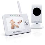 Upgraded - Babysense Video Baby Monitor 3.5 Inch Screen - White - Featuring Baby Camera with Night Light, Infrared Night Vision, Talk Back, Room Temperature, Lullabies and Super Long Range