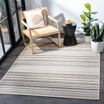 Safavieh Cabana Collection CBN323B Stripe Indoor/ Outdoor Non-Shedding Stain Resistant Patio Backyard Area Rug, 8' x 10', Ivory / Grey