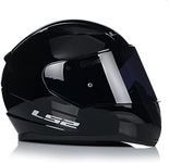 LS2 FF353 RAPID-II FULL FACE MOTORCYCLE URBAN TOURING SCOOTER SPORTS CRASH MOTORBIKE HELMET ECE APPROVED, GLOSS BLACK WITH FREE DARK VISOR (M)