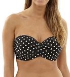 Panache Swim Women's Anya Spot Bra-Sized Bandeau Strapless Swimsuit Bikini Top with Detachable Straps, Black/White, 32DD