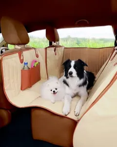 Owleys Premium Backseat Extender for Dogs | Back Seat Pet Cover for Dogs | Dog Hammock for Car | Dog Covers for Cars Back Seat | Car Dog Cover Back Seat | Dog Seat Cover for Back Seat (Begie)