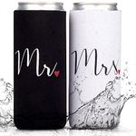 Prazoli Slim Wedding Can Coolers Mr and Mrs Gifts - Just Married Decorations, Wedding Day & Honeymoon Essentials, Presents for Newlywed Gifts for Couples, Wedding Gifts for Bride to Be and Groom