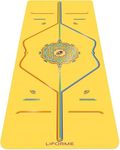 Liforme Printed Yoga Mat Collection – Free Yoga Bag, Patented Alignment System, Warrior-like Grip, Non-Slip, Eco-friendly, Biodegradable, Sweat-resistant, Long, Wide and Thick for Comfort - Yellow