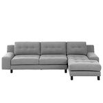 ES ESPINHO ESPN0079 Solid Sal Wood Fabric Upholstered 3 Seater Right Hand Side Facing Button Tufted Chesterfield Modular, Sectional, Corner L Shape Sofa Set for Living Room, Slate Grey Color