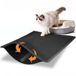 Pieviev Cat Litter Mat Trapper - 76 x 61cm Honeycomb Double Layer Tapis Litiere Chat -Traps Messes, Easy Clean and Durable (Black)