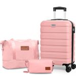 AnyZip Luggage Set 20 Inch Carry on Luggage PC ABS Hardshell Lightweight Suitcases for Travelling with 4 Universal Wheels TSA Lock (Pink)