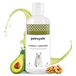 Petroyale 2-in-1 Shampoo + Conditioner for Cats - Anti-Tick & Flea - Dandruff Control - Itch Relief - Cat Shampoo with Avocado & Aloe Vera for Healthy Skin & Coat - 300ml