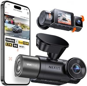 VANTRUE N2X 2.7K+1080P Cámara de Coche STARVIS 2, Frontal Interior, Doble cámara de visión Nocturna HDR, Frontal 2.5K/60FPS, GPS, WiFi de 5GHz, Control de Voz y aplicación, Sensor G, máx. 512GB